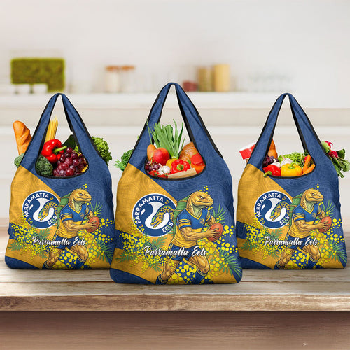 Parramatta Eels Grocery Bag Golden Wattle Floral Polynesian - Australian Flower - Rugby Mascot