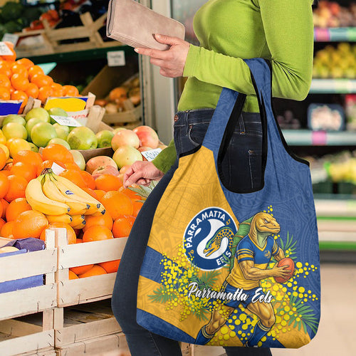 Parramatta Eels Grocery Bag Golden Wattle Floral Polynesian - Australian Flower - Rugby Mascot
