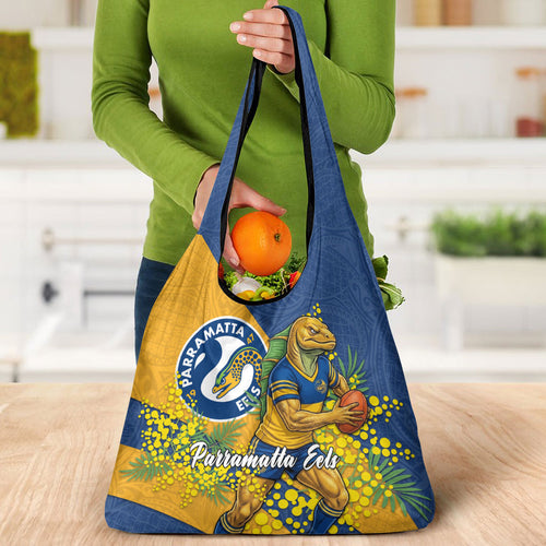 Parramatta Eels Grocery Bag Golden Wattle Floral Polynesian - Australian Flower - Rugby Mascot