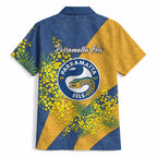 Parramatta Eels Hawaiian Shirt Golden Wattle Floral Polynesian - Australian Flower - Rugby Mascot