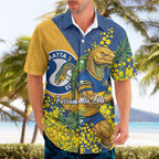 Parramatta Eels Hawaiian Shirt Golden Wattle Floral Polynesian - Australian Flower - Rugby Mascot