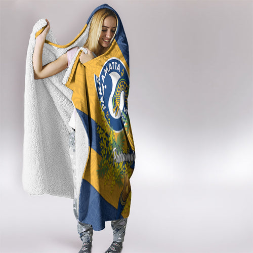 Parramatta Eels Hooded Blanket Golden Wattle Floral Polynesian - Australian Flower - Rugby Mascot