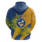 Parramatta Eels Hoodie Golden Wattle Floral Polynesian - Australian Flower - Rugby Mascot