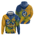 Parramatta Eels Hoodie Golden Wattle Floral Polynesian - Australian Flower - Rugby Mascot