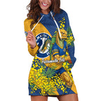 Parramatta Eels Hoodie Dress Golden Wattle Floral Polynesian - Australian Flower - Rugby Mascot