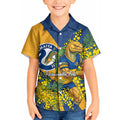 Parramatta Eels Kid Hawaiian Shirt Golden Wattle Floral Polynesian - Australian Flower - Rugby Mascot