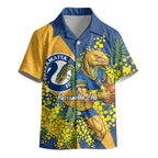 Parramatta Eels Kid Hawaiian Shirt Golden Wattle Floral Polynesian - Australian Flower - Rugby Mascot