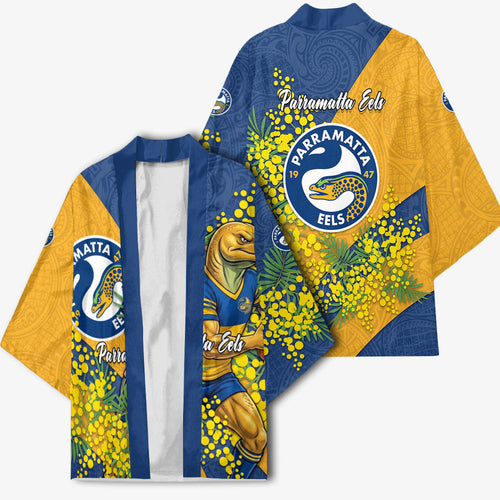 Parramatta Eels Kimono Golden Wattle Floral Polynesian - Australian Flower - Rugby Mascot