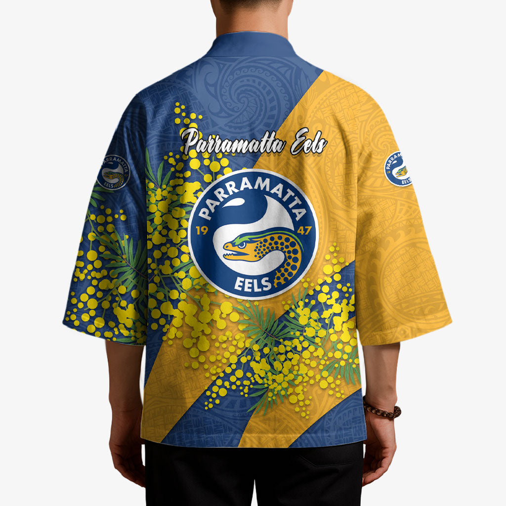 Parramatta Eels Kimono Golden Wattle Floral Polynesian - Australian Flower - Rugby Mascot