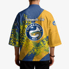 Parramatta Eels Kimono Golden Wattle Floral Polynesian - Australian Flower - Rugby Mascot
