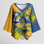 Parramatta Eels Kimono Sleeve Blouse Golden Wattle Floral Polynesian - Australian Flower - Rugby Mascot