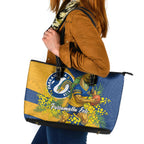 Parramatta Eels Leather Tote Bag Golden Wattle Floral Polynesian - Australian Flower - Rugby Mascot