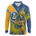 Parramatta Eels Long Sleeve Polo Shirt Golden Wattle Floral Polynesian - Australian Flower - Rugby Mascot