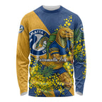 Parramatta Eels Long Sleeve Shirt Golden Wattle Floral Polynesian - Australian Flower - Rugby Mascot