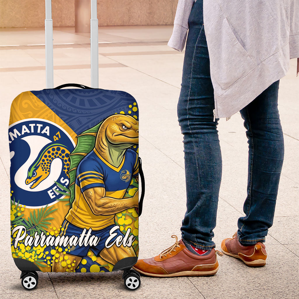 Parramatta Eels Luggage Cover Golden Wattle Floral Polynesian - Australian Flower - Rugby Mascot