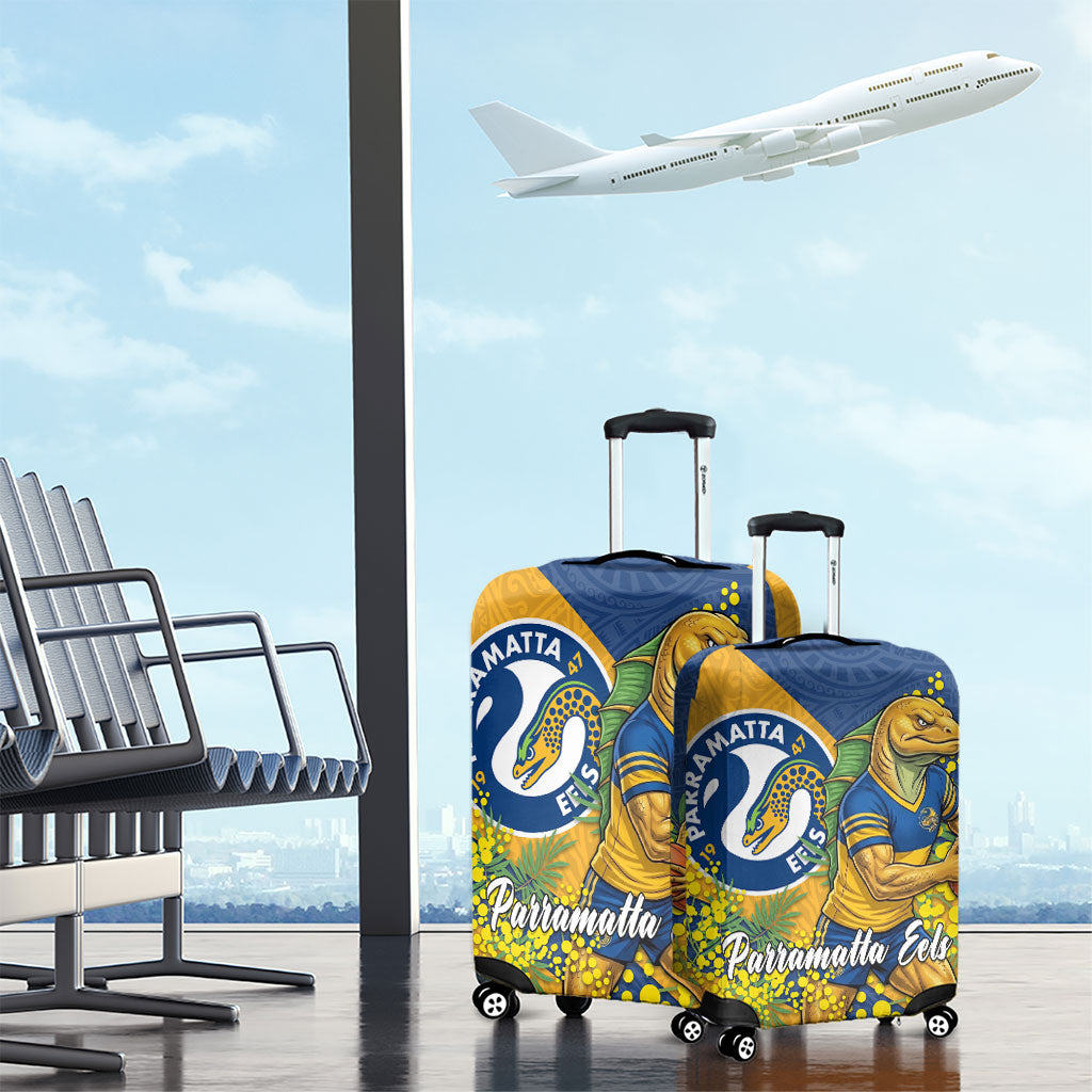 Parramatta Eels Luggage Cover Golden Wattle Floral Polynesian - Australian Flower - Rugby Mascot