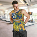 Parramatta Eels Men Tank Top Golden Wattle Floral Polynesian - Australian Flower - Rugby Mascot
