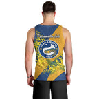 Parramatta Eels Men Tank Top Golden Wattle Floral Polynesian - Australian Flower - Rugby Mascot