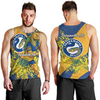 Parramatta Eels Men Tank Top Golden Wattle Floral Polynesian - Australian Flower - Rugby Mascot