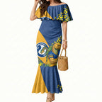 Parramatta Eels Mermaid Dress Golden Wattle Floral Polynesian - Australian Flower - Rugby Mascot