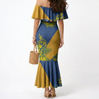 Parramatta Eels Mermaid Dress Golden Wattle Floral Polynesian - Australian Flower - Rugby Mascot
