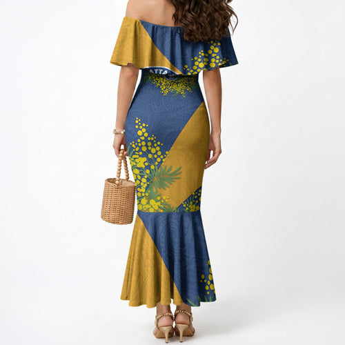 Parramatta Eels Mermaid Dress Golden Wattle Floral Polynesian - Australian Flower - Rugby Mascot