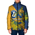 Parramatta Eels Padded Jacket Golden Wattle Floral Polynesian - Australian Flower - Rugby Mascot