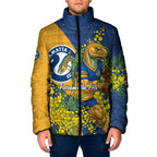 Parramatta Eels Padded Jacket Golden Wattle Floral Polynesian - Australian Flower - Rugby Mascot