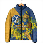 Parramatta Eels Padded Jacket Golden Wattle Floral Polynesian - Australian Flower - Rugby Mascot