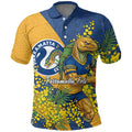 Parramatta Eels Polo Shirt Golden Wattle Floral Polynesian - Australian Flower - Rugby Mascot