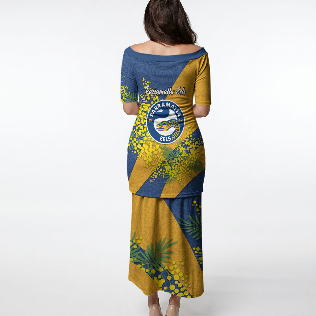 Parramatta Eels Puletasi Golden Wattle Floral Polynesian - Australian Flower - Rugby Mascot