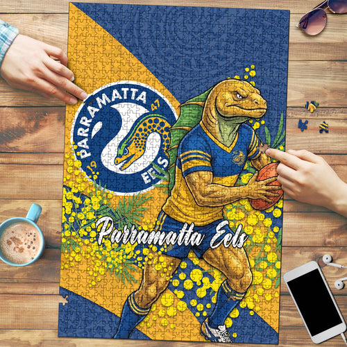 Parramatta Eels Puzzle Golden Wattle Floral Polynesian - Australian Flower - Rugby Mascot