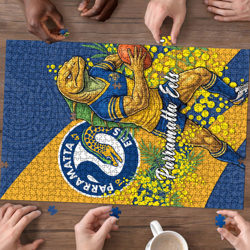 Parramatta Eels Puzzle Golden Wattle Floral Polynesian - Australian Flower - Rugby Mascot