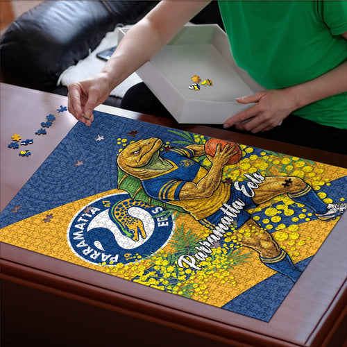 Parramatta Eels Puzzle Golden Wattle Floral Polynesian - Australian Flower - Rugby Mascot