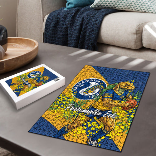Parramatta Eels Puzzle Golden Wattle Floral Polynesian - Australian Flower - Rugby Mascot