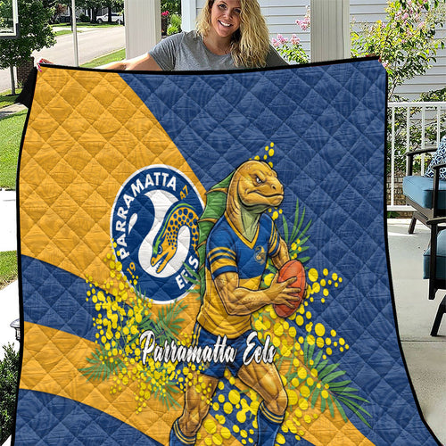 Parramatta Eels Quilt Golden Wattle Floral Polynesian - Australian Flower - Rugby Mascot
