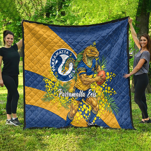 Parramatta Eels Quilt Golden Wattle Floral Polynesian - Australian Flower - Rugby Mascot
