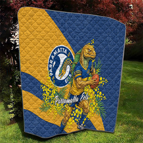 Parramatta Eels Quilt Golden Wattle Floral Polynesian - Australian Flower - Rugby Mascot