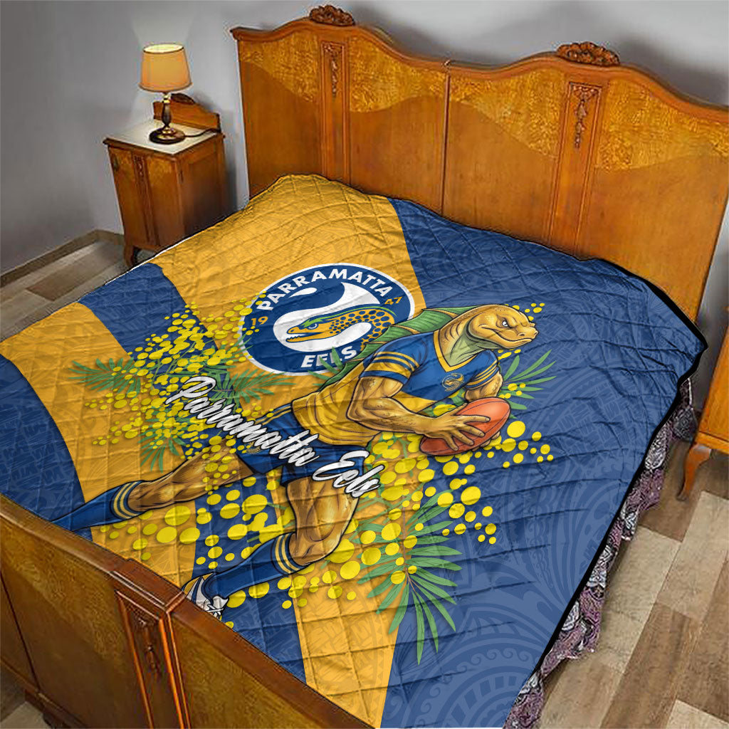 Parramatta Eels Quilt Golden Wattle Floral Polynesian - Australian Flower - Rugby Mascot