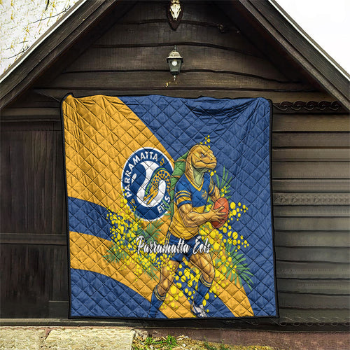 Parramatta Eels Quilt Golden Wattle Floral Polynesian - Australian Flower - Rugby Mascot
