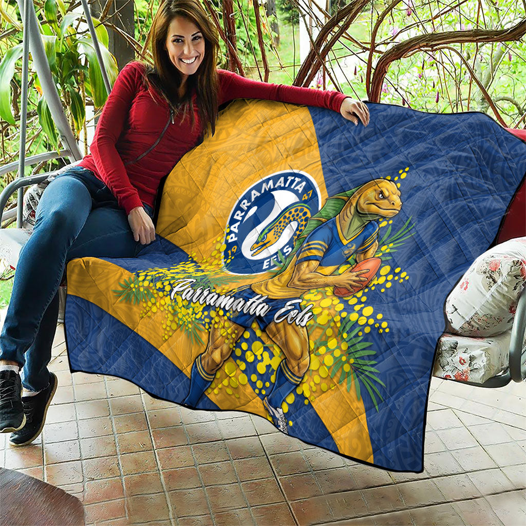 Parramatta Eels Quilt Golden Wattle Floral Polynesian - Australian Flower - Rugby Mascot