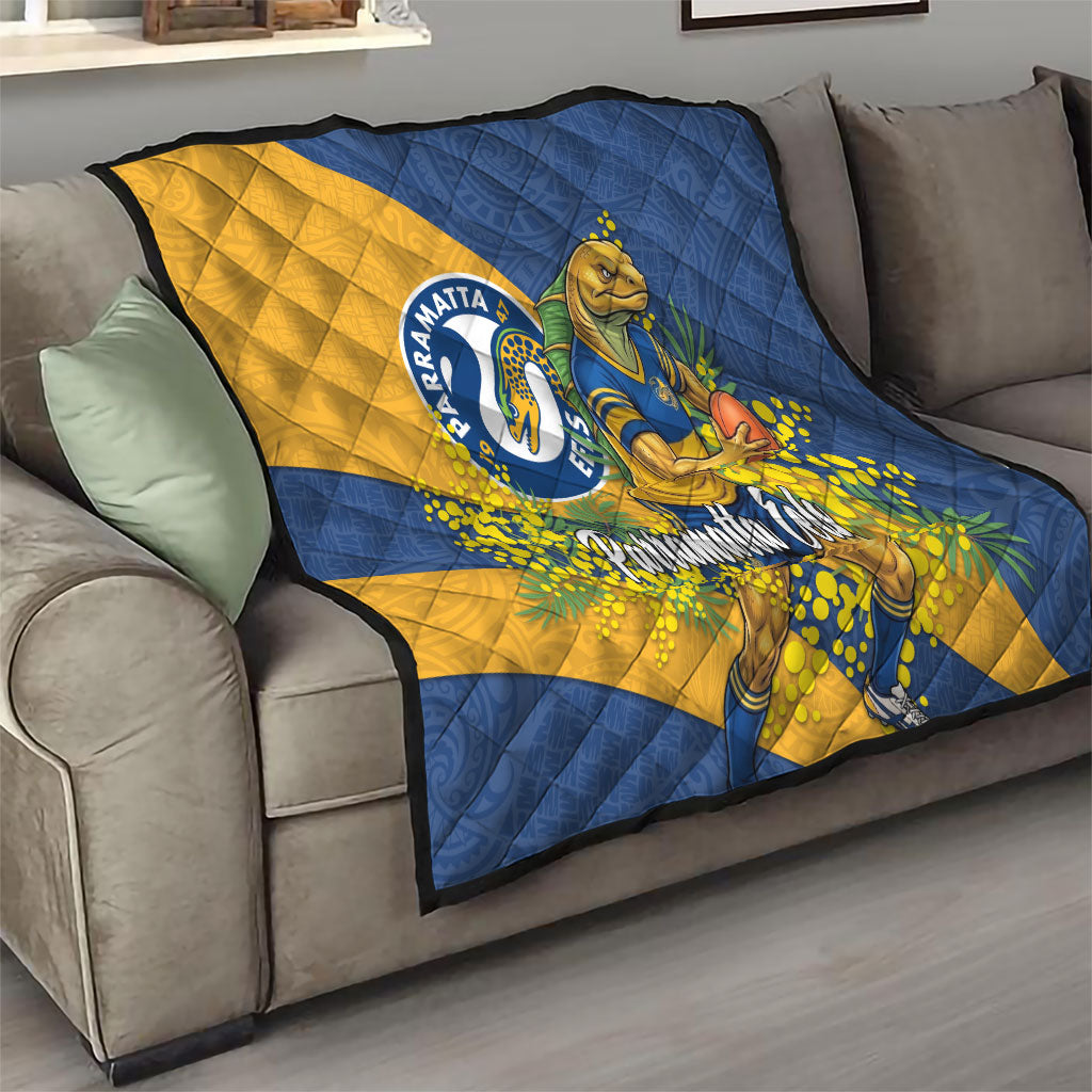 Parramatta Eels Quilt Golden Wattle Floral Polynesian - Australian Flower - Rugby Mascot