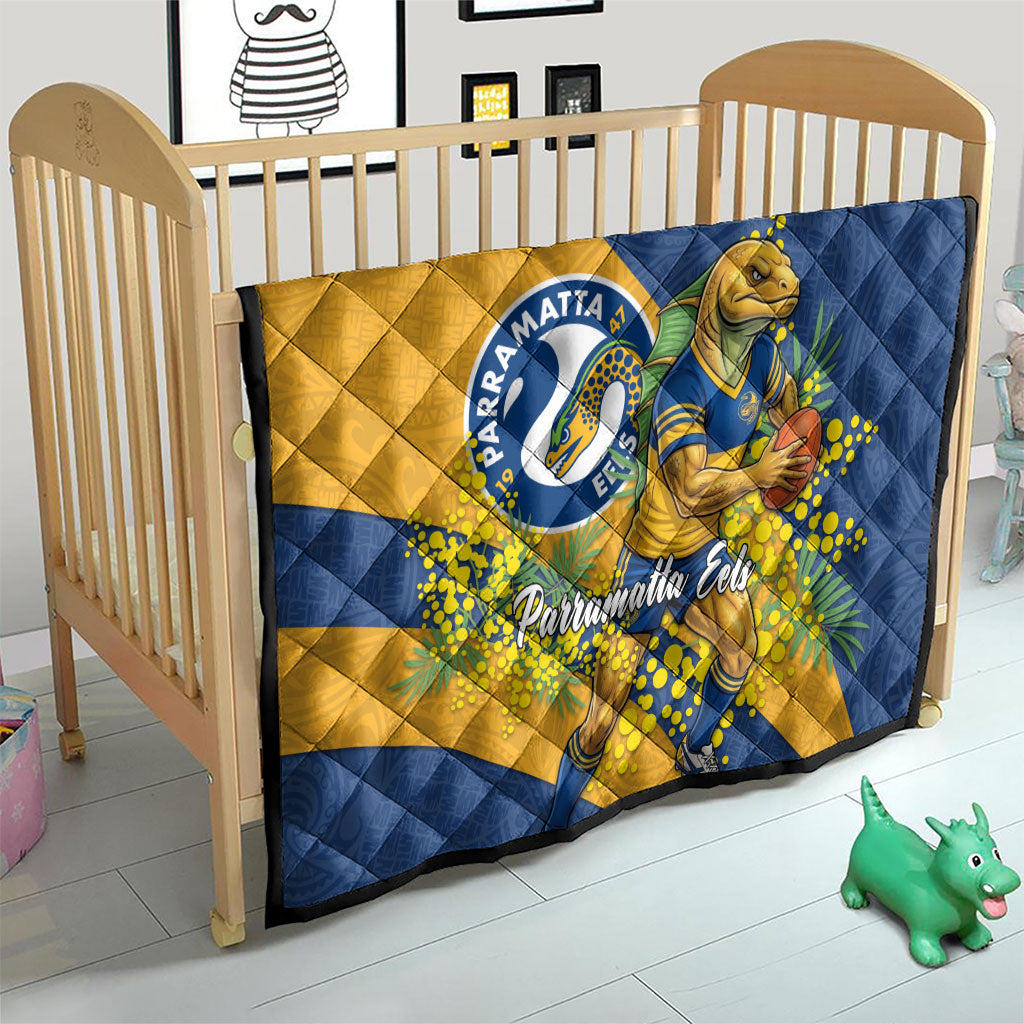 Parramatta Eels Quilt Golden Wattle Floral Polynesian - Australian Flower - Rugby Mascot