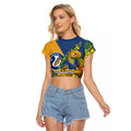 Parramatta Eels Raglan Cropped T Shirt Golden Wattle Floral Polynesian - Australian Flower - Rugby Mascot