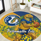 Parramatta Eels Round Carpet Golden Wattle Floral Polynesian - Australian Flower - Rugby Mascot