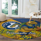 Parramatta Eels Round Carpet Golden Wattle Floral Polynesian - Australian Flower - Rugby Mascot