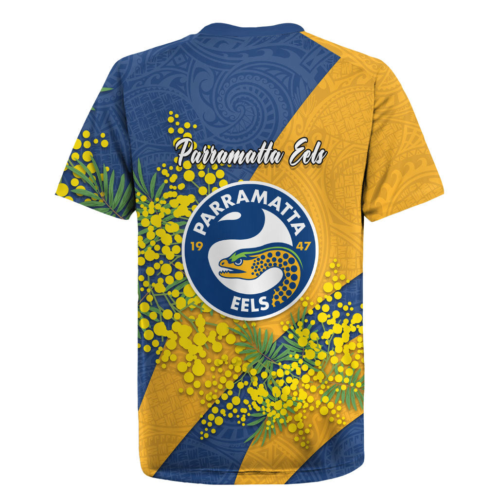 Parramatta Eels Rugby Jersey Golden Wattle Floral Polynesian - Australian Flower - Rugby Mascot