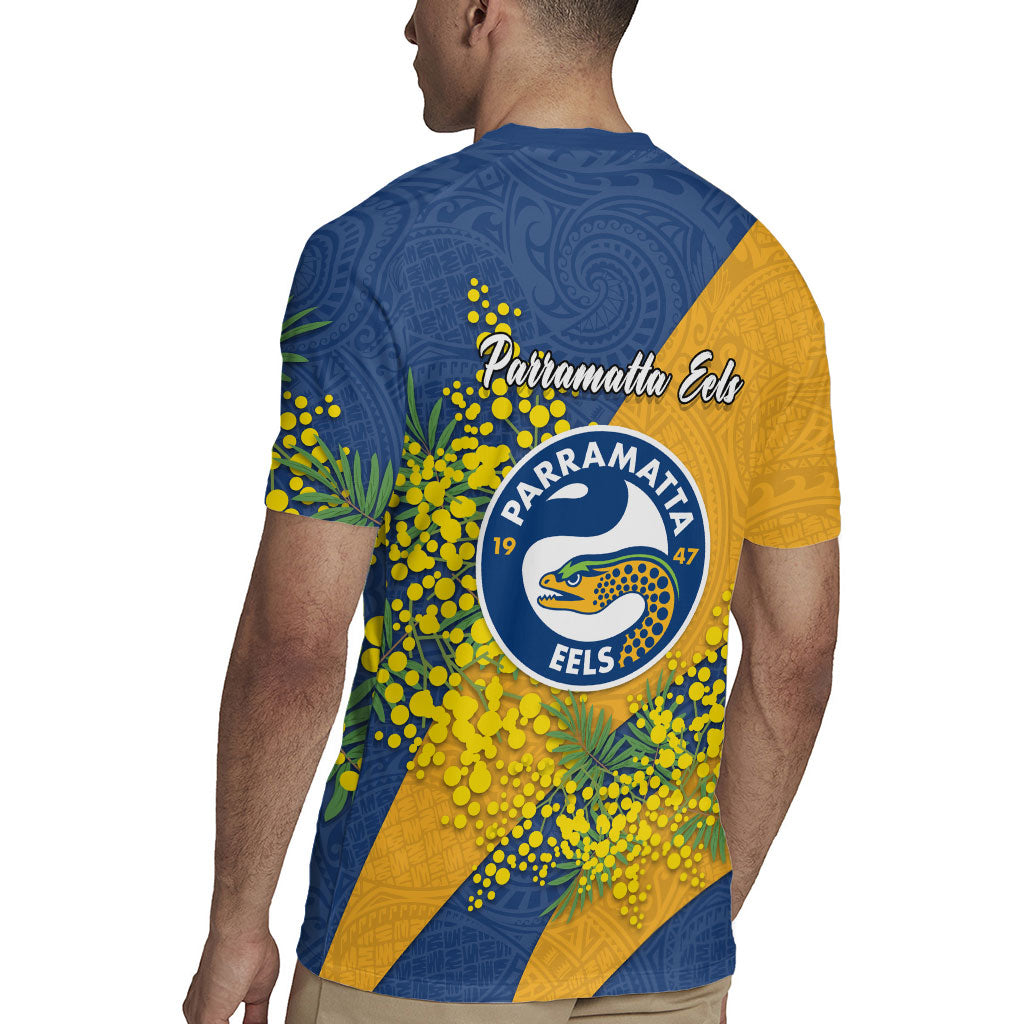 Parramatta Eels Rugby Jersey Golden Wattle Floral Polynesian - Australian Flower - Rugby Mascot