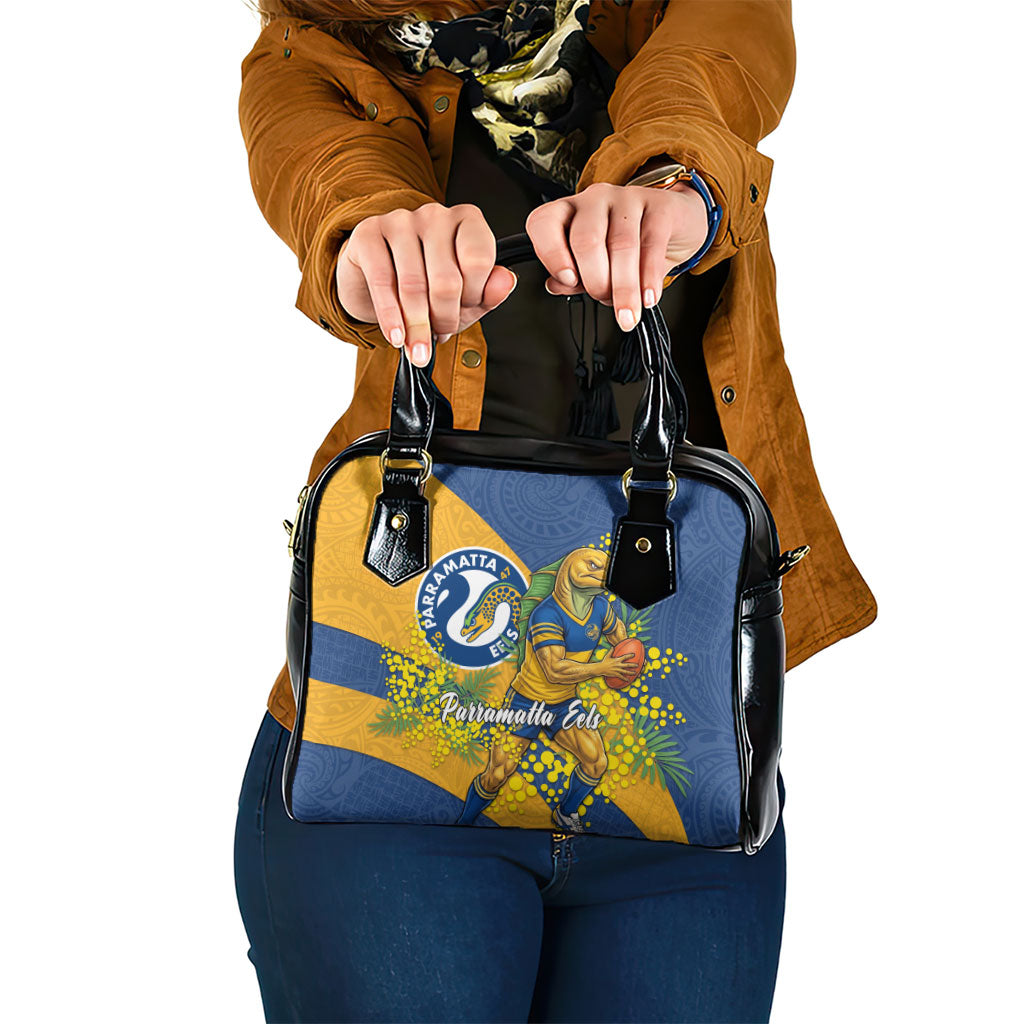 Parramatta Eels Shoulder Handbag Golden Wattle Floral Polynesian - Australian Flower - Rugby Mascot