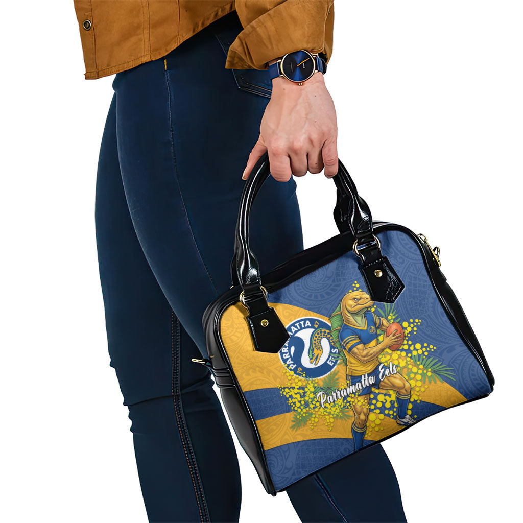 Parramatta Eels Shoulder Handbag Golden Wattle Floral Polynesian - Australian Flower - Rugby Mascot